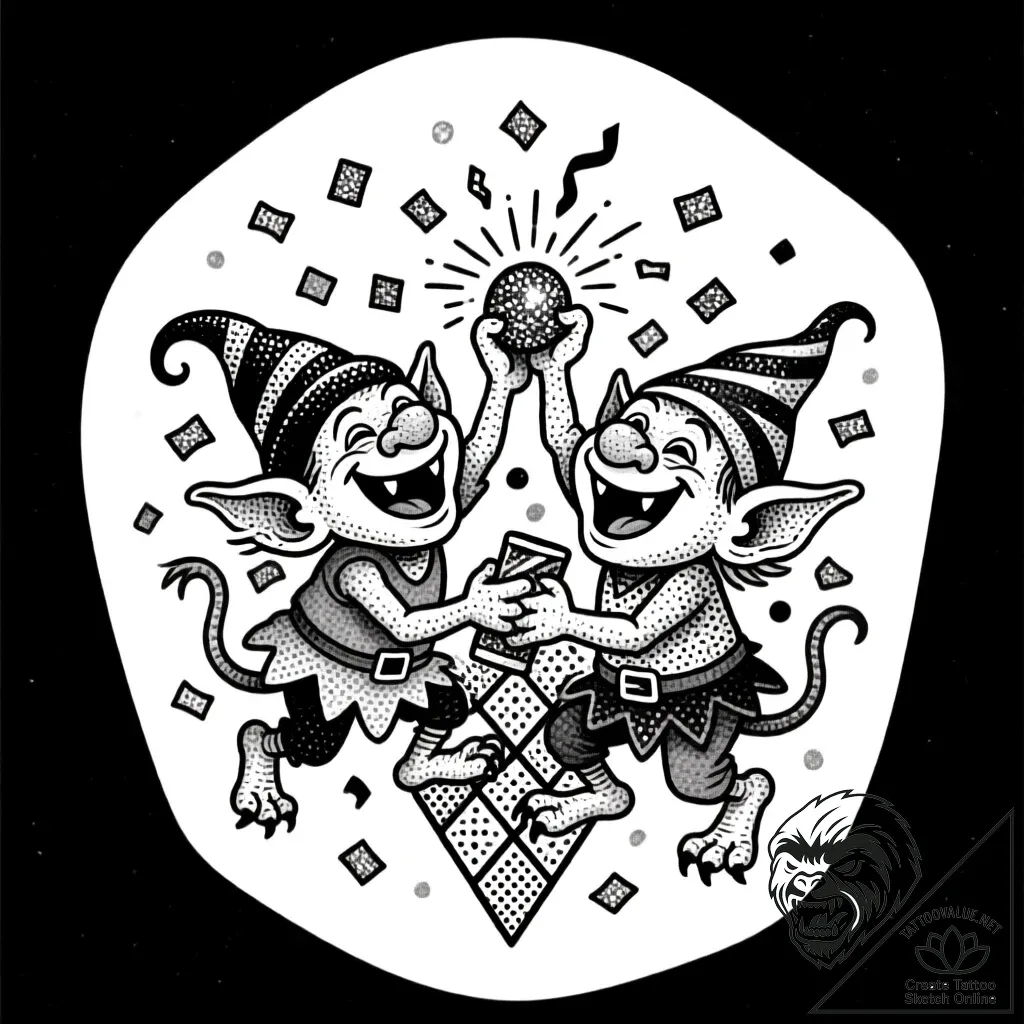 Tat tattoo sketch, trolls with glitter and co... - style Flux Inscriptions - tattoo sketch (10.11.2025 08:04)