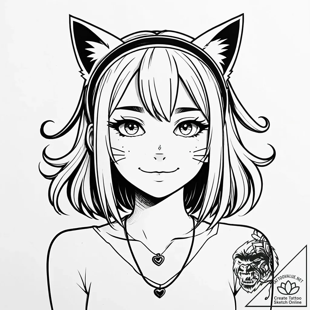 Tattoo sketch, paprika with cat ears headband... - style Jaeger Simple - tattoo sketch (10.11.2025 08:06)