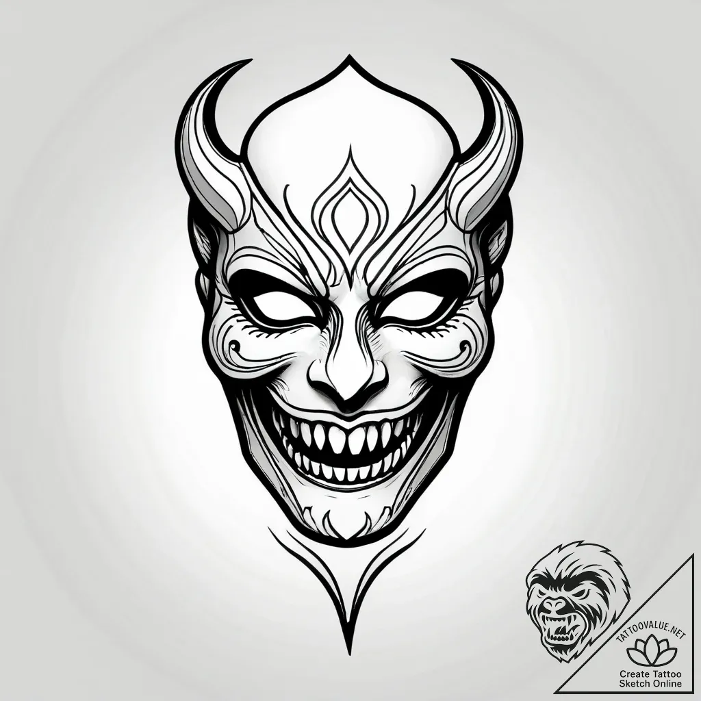 Opera mask with skeletal smile, artistic tatt... - style Jagger Old - tattoo sketch (10.11.2025 08:13)