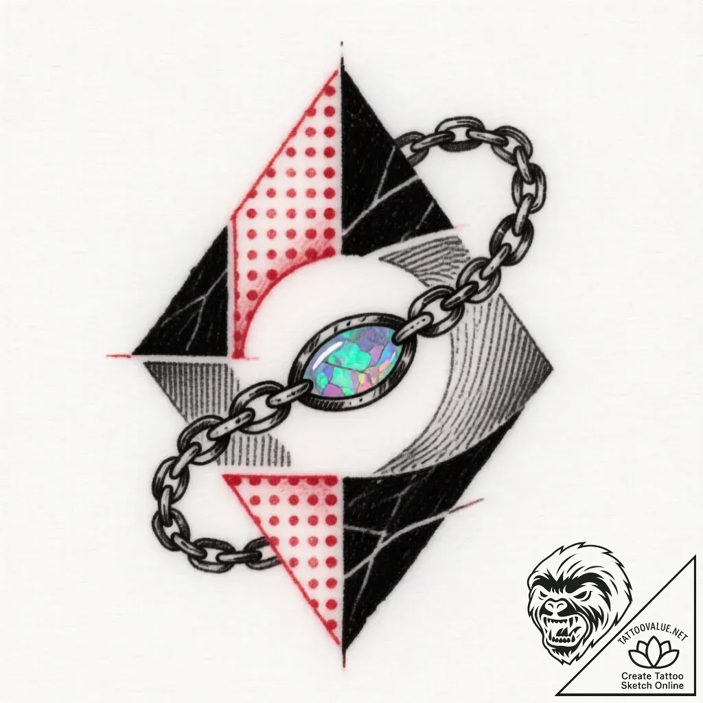 Opal chain binding relic, tattoo sketch desig... - style Flux Inscriptions - tattoo sketch (10.11.2025 08:16)