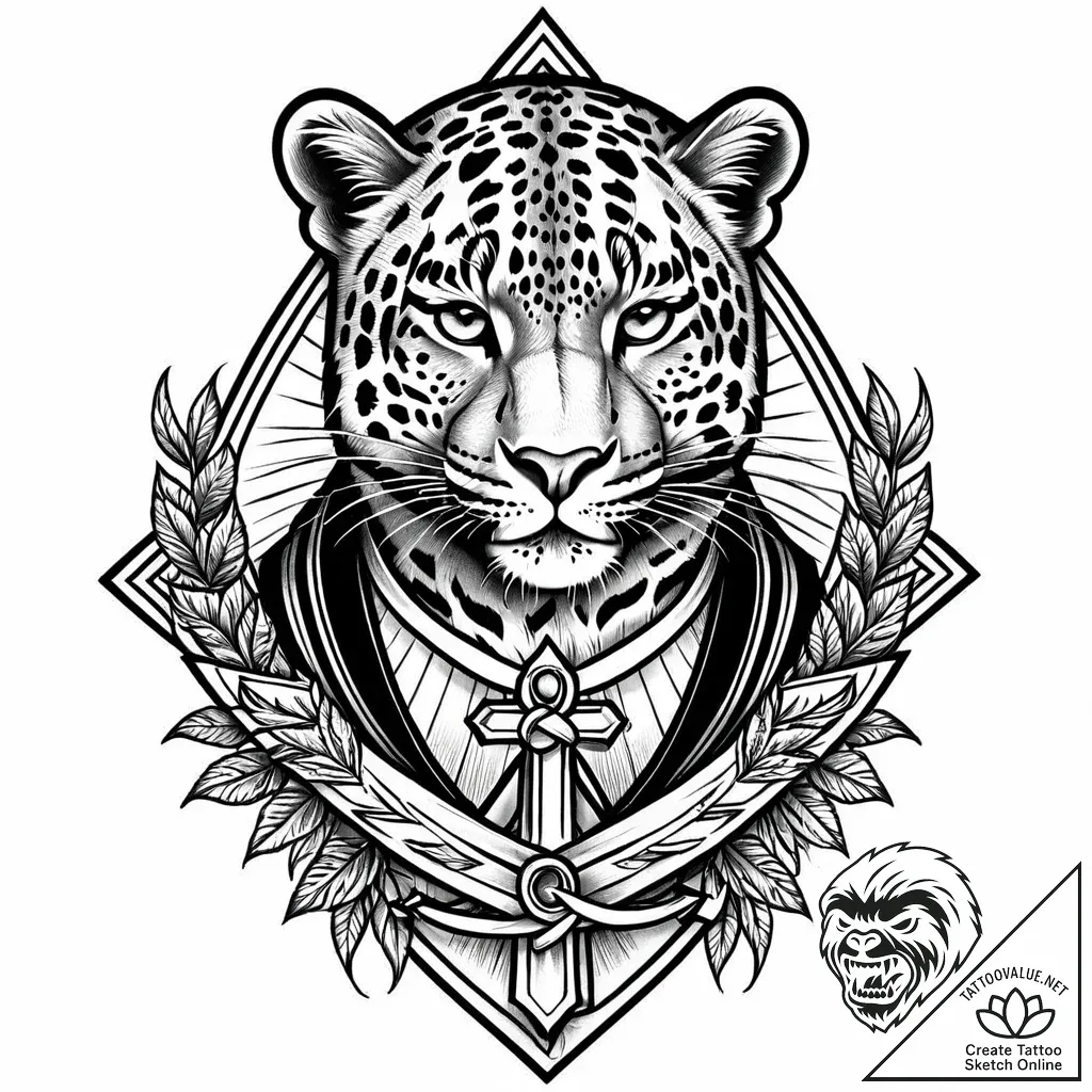 Leopard, ink illustration for tattoo, detaile... - style Jaeger Mini - tattoo sketch (10.11.2025 08:22)
