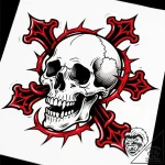Tattoo sketch, gothic style skull surrounded… – style Flux Inscriptions – tattoo sketch (10.11.2025 08:52)