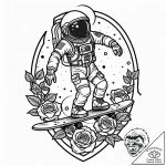 Astronaut skateboarding on the rings of satur… – style Jaeger Mini – tattoo sketch (10.11.2025 08:58)