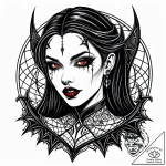 Tat tattoo sketch, gothic vampire with sharp… – style Jaeger Simple – tattoo sketch (10.11.2025 09:07)