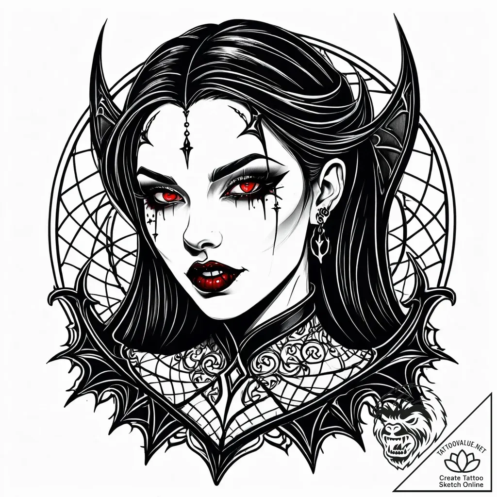 Tat tattoo sketch, gothic vampire with sharp... - style Jaeger Simple - tattoo sketch (10.11.2025 09:07)