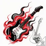 Tattoo sketch, roaring electric guitar on fir… – style Flux Inscriptions – tattoo sketch (10.11.2025 09:40)