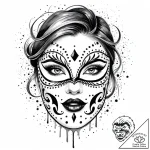 Mask with stitched mouth, artistic tattoo ske… – style Jaeger Mini – tattoo sketch (10.11.2025 09:57)