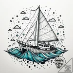 Yacht, sleek and modern, sinking in a perfect… – style Jaeger Simple – tattoo sketch (10.11.2025 10:07)
