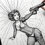 Eskizto, tattoo sketch, eve shooting laser be… – style Jaeger Simple – tattoo sketch (10.11.2025 10:31)