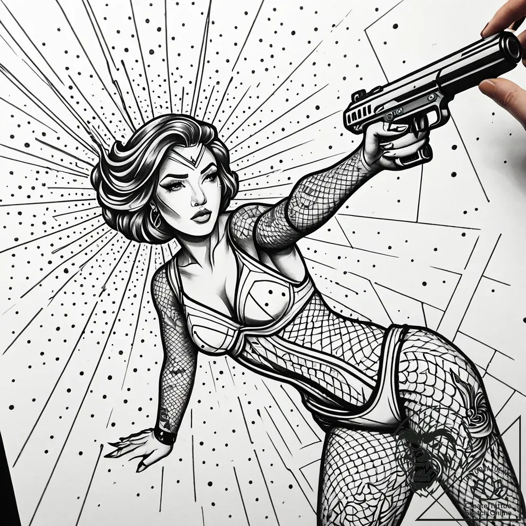 Eskizto, tattoo sketch, eve shooting laser be... - style Jaeger Simple - tattoo sketch (10.11.2025 10:31)