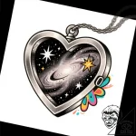 Locket opening to reveal a miniature, moving… – style Flux Inscriptions – tattoo sketch (10.11.2025 10:49)
