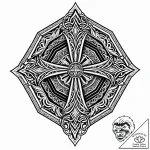 Octagon shield split by blade, artistic tatto… – style Jaeger Mini – tattoo sketch (10.11.2025 10:55)