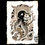 Hollow relic beneath celestial gate, tattoo s… – style Flux Inscriptions – tattoo sketch (10.11.2025 11:25)