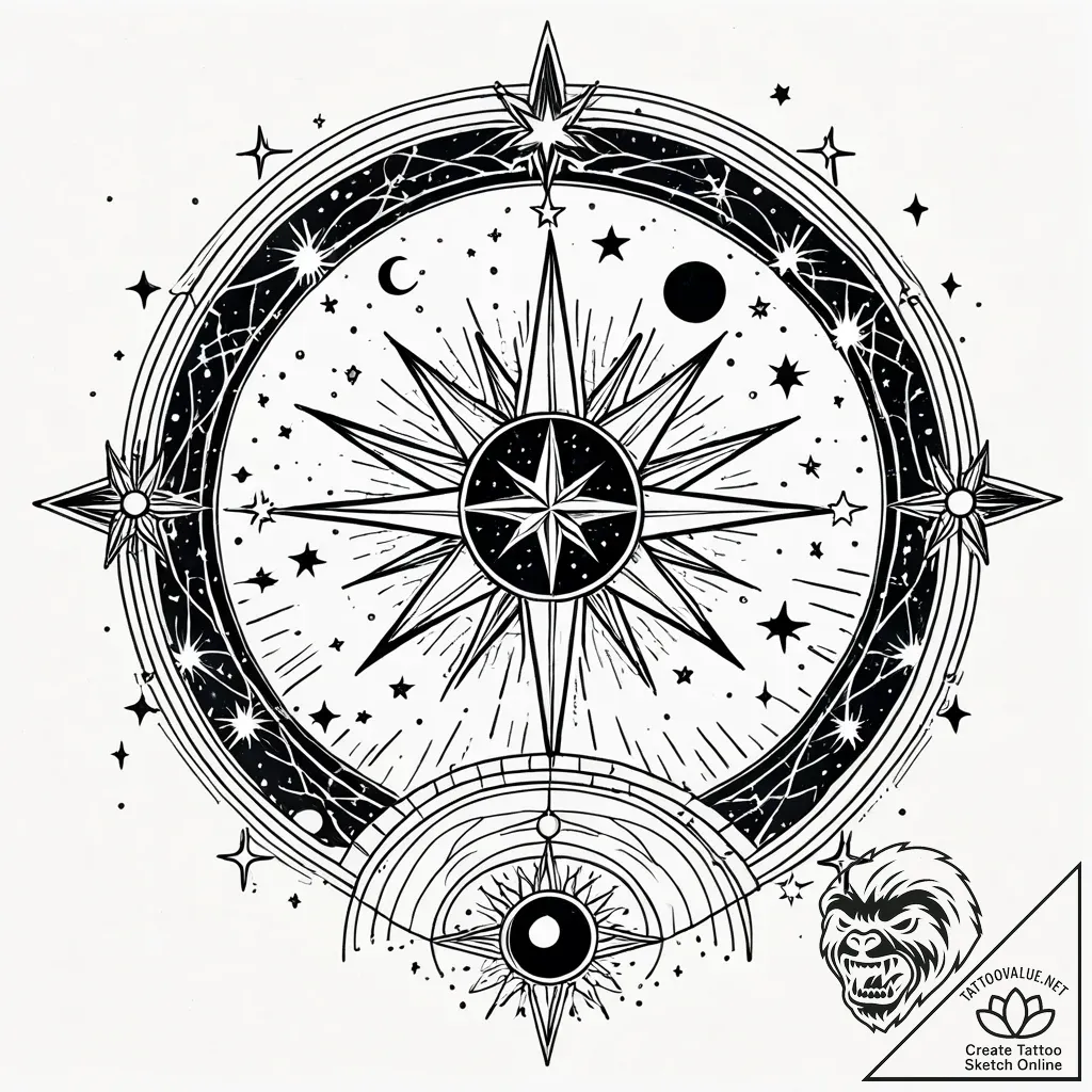 Tattoo sketch, tarot card вђњthe starвђќ with... - style Jaeger Simple - tattoo sketch (10.11.2025 11:28)