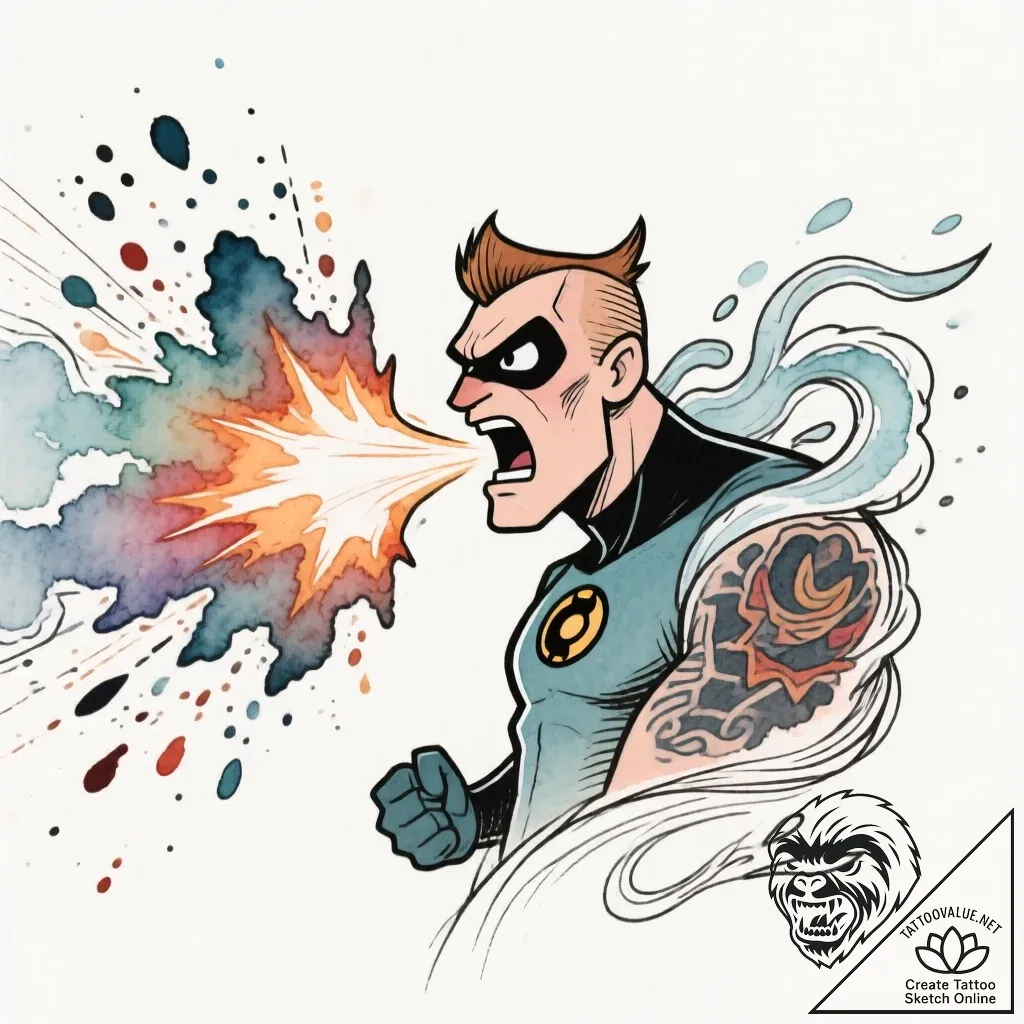 Eskizto, tattoo sketch, frozone blowing icy b... - style Flux Inscriptions - tattoo sketch (10.11.2025 11:37)