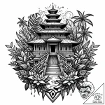 Forgotten temple being reclaimed by the jungl… – style Jaeger Mini – tattoo sketch (10.11.2025 11:43)