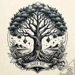 Gilded relic beneath spectral tree, ink illus… – style Jaeger Simple – tattoo sketch (10.11.2025 11:52)