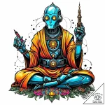 A robot monk in meditation, concept art for t… – style Jaeger Mini – tattoo sketch (10.11.2025 11:55)