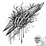 Ivory blade in skeletal grip, artistic tattoo… – style Jaeger Mini – tattoo sketch (10.11.2025 12:31)