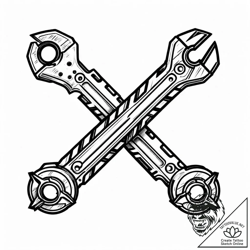 Tat tattoo sketch, mechanicвђ™s wrench and pi... - style Jaeger Mini - tattoo sketch (10.11.2025 12:43)
