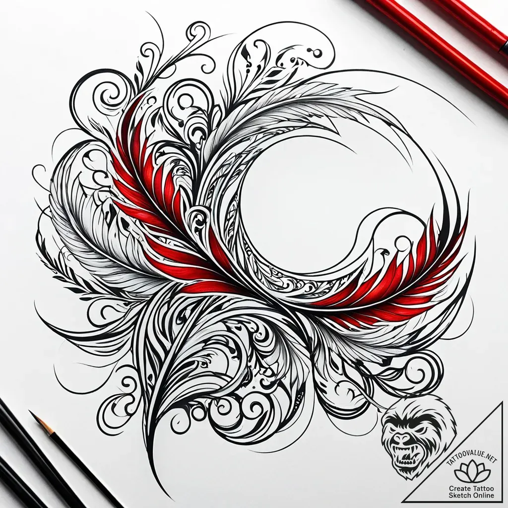 A single feather turning into birds, tattoo d... - style Jaeger Simple - tattoo sketch (10.11.2025 13:04)