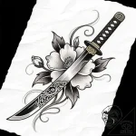 Katana trapped in icy bloom, tattoo flash she… – style Flux Inscriptions – tattoo sketch (10.11.2025 13:13)