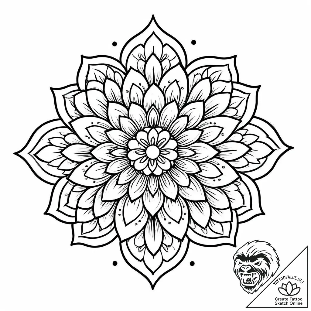 Tat tattoo sketch, floral mandala combining s... - style Jaeger Mini - tattoo sketch (10.11.2025 13:18)