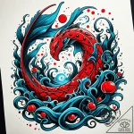 Kelp spiraling through spectral pool, artisti… – style Jaeger Simple – tattoo sketch (10.11.2025 13:28)