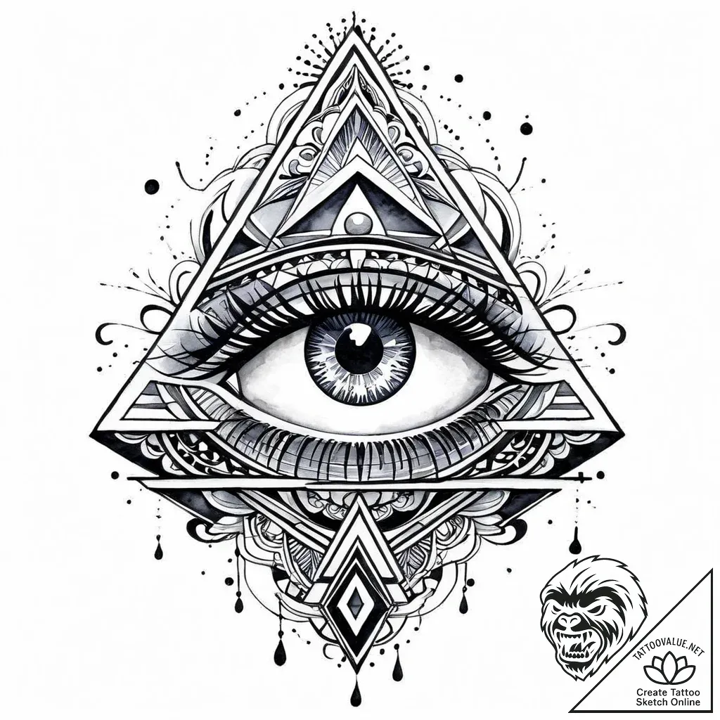 Pyramid eye watching from void, artistic tatt... - style Jaeger Mini - tattoo sketch (10.11.2025 13:30)