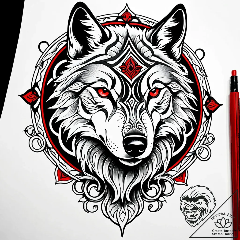 Shadow of a wolf cast by a sheep, artistic ta... - style Jaeger Simple - tattoo sketch (10.11.2025 13:51)