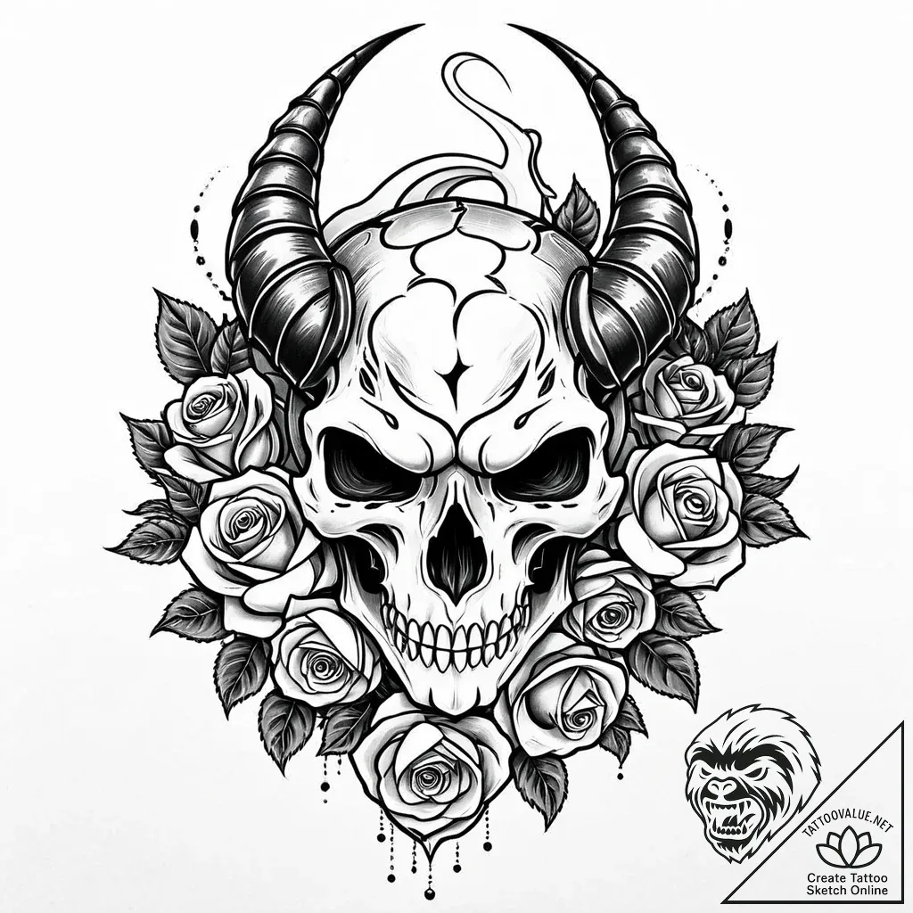 Dragon horn breaking sky, concept art for tat... - style Jaeger Mini - tattoo sketch (10.11.2025 13:55)