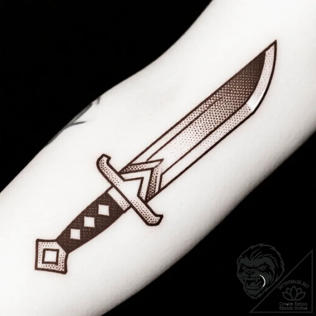 Locked blade frozen in time, tattoo sketch de... - style Flux Inscriptions - tattoo sketch (10.11.2025 14:01)