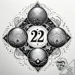 Tattoo sketch, 22 surrounded by glowing orbs,… – style Jaeger Simple – tattoo sketch (10.11.2025 14:04)