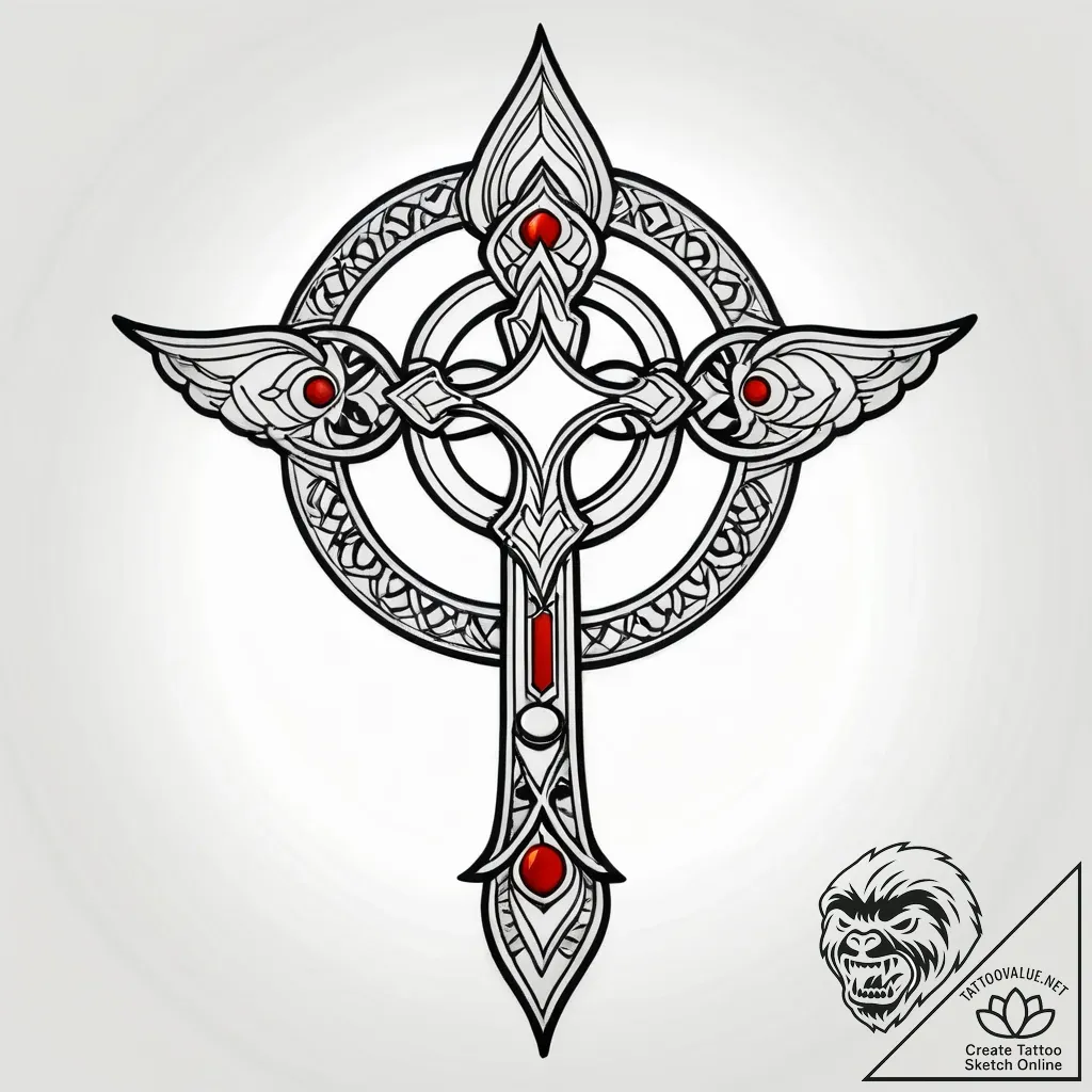 Rosary, artistic tattoo sketch, on a clean wh... - style Jagger Old - tattoo sketch (10.11.2025 14:10)