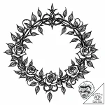 Crown of thorns blooming with black roses, in… – style Jaeger Mini – tattoo sketch (10.11.2025 14:31)