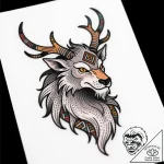 A slavic leshy (forest spirit), tattoo drawin… – style Flux Inscriptions – tattoo sketch (10.11.2025 14:49)