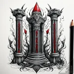 Bone pillars rising from mist, ink illustrati… – style Jaeger Simple – tattoo sketch (10.11.2025 14:52)