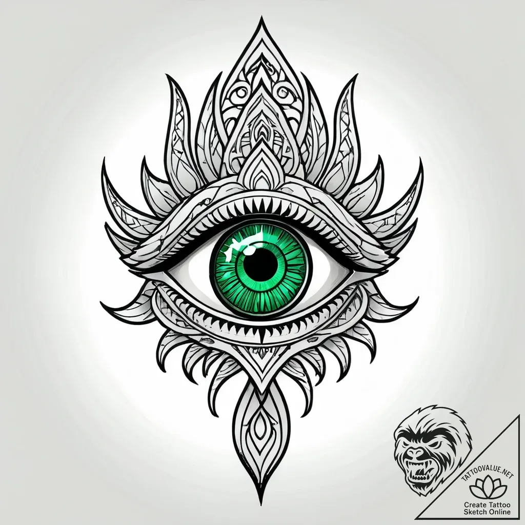 Emerald eye in skeletal hand, tattoo sketch d... - style Jagger Old - tattoo sketch (10.11.2025 14:58)