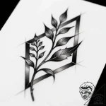 Tattoo sketch, plant silhouette with geometri… – style Flux Inscriptions – tattoo sketch (10.11.2025 15:01)