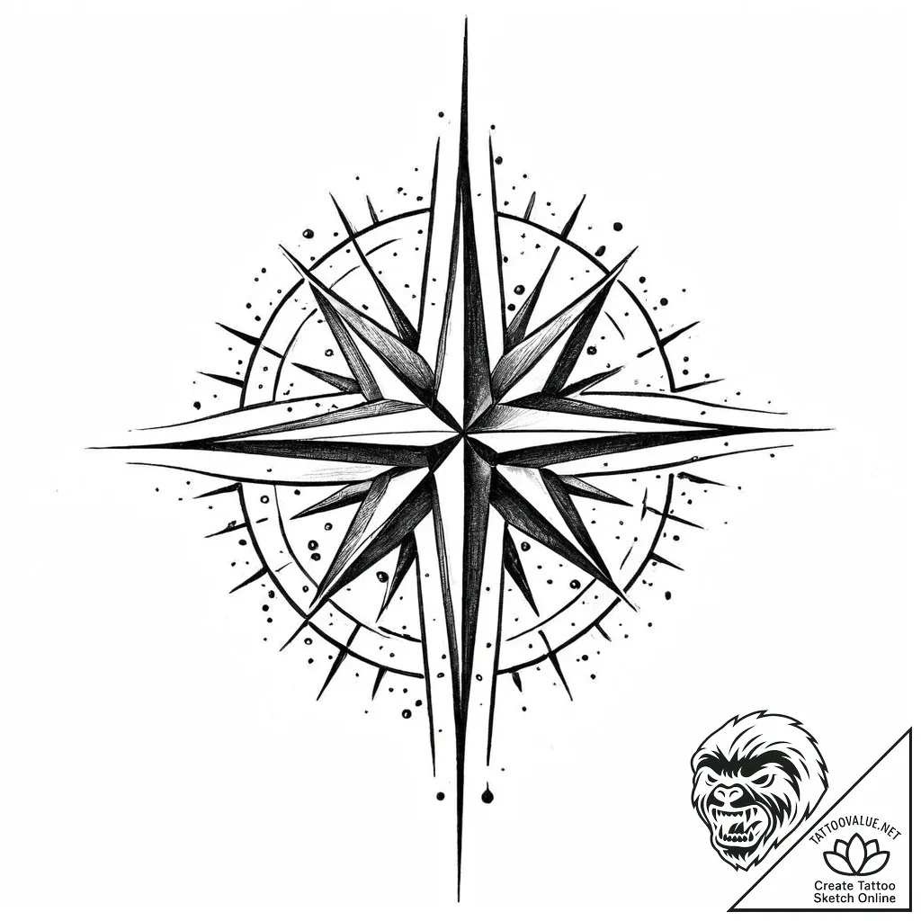 Blood star reflecting in pool, tattoo line ar... - style Jaeger Mini - tattoo sketch (10.11.2025 15:31)