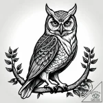 Tattoo sketch, dotwork owl perched on twisted… – style Jagger Old – tattoo sketch (10.11.2025 15:34)