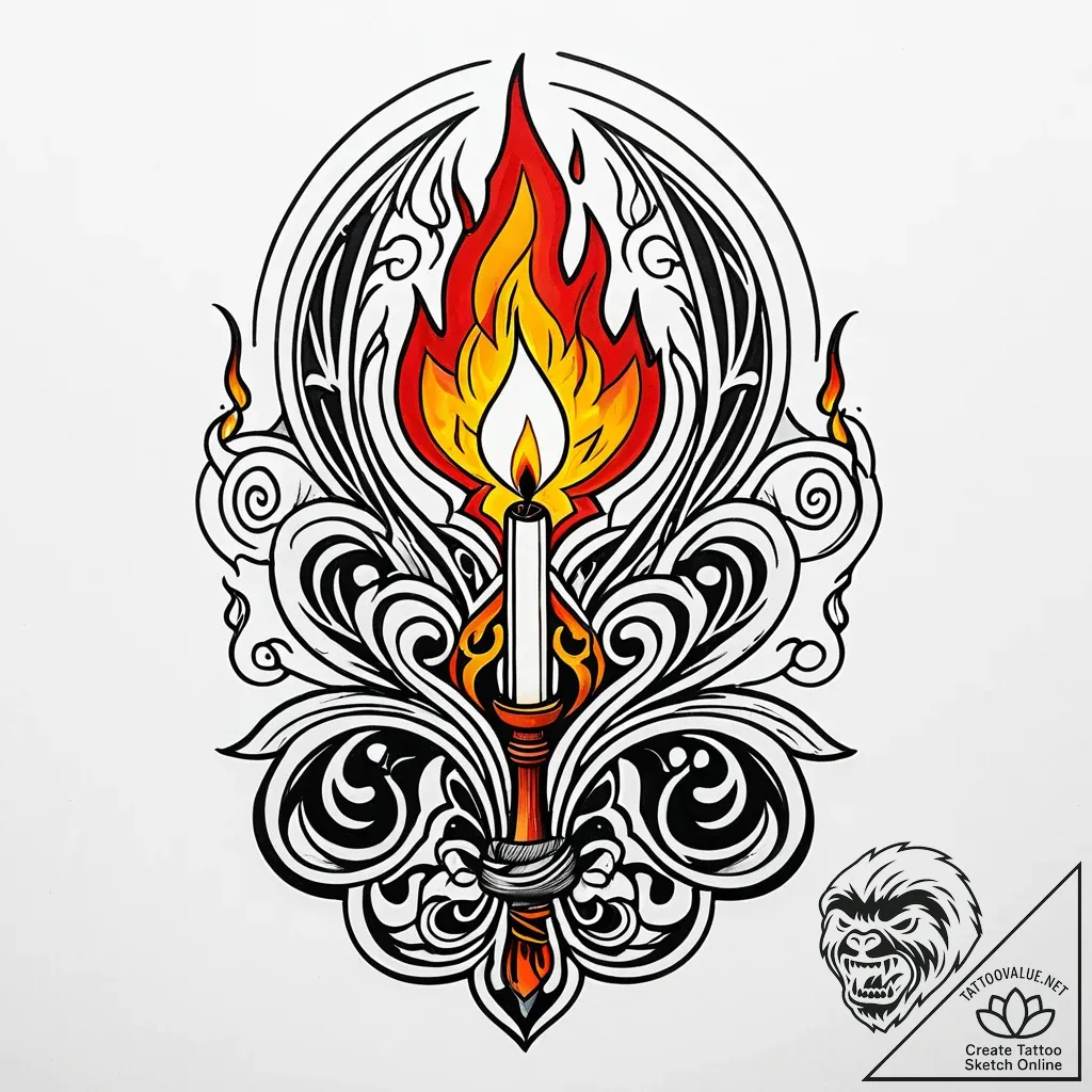A single burning match, tattoo flash sheet de... - style Jaeger Simple - tattoo sketch (10.11.2025 15:52)