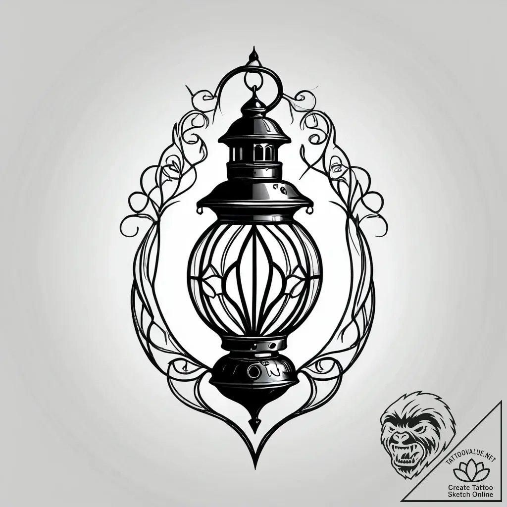 Lantern gripped by spectral hand, concept art... - style Jagger Old - tattoo sketch (10.11.2025 15:58)