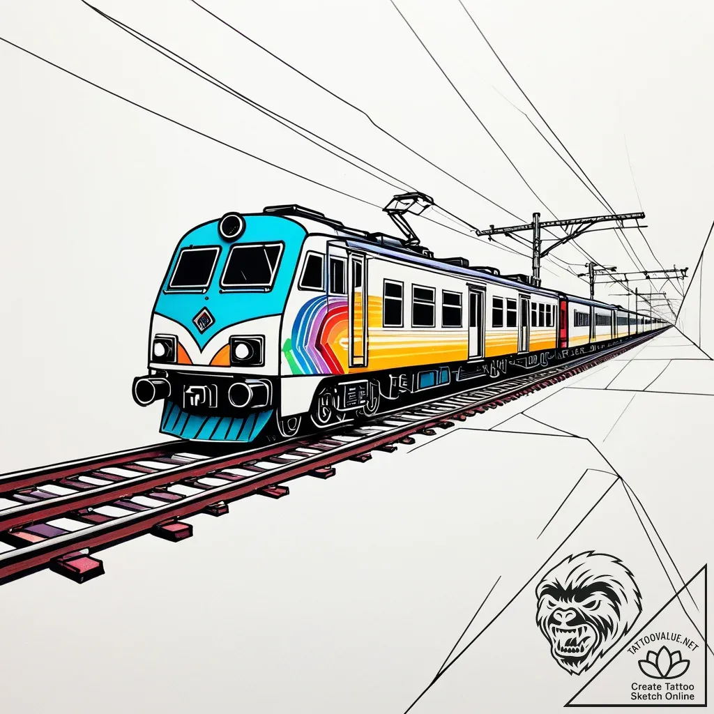 Train on a railway to infinity, concept art f... - style Jaeger Simple - tattoo sketch (10.11.2025 16:40)