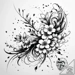 Tattoo sketch, sakura petals drifting over ab… – style Jaeger Simple – tattoo sketch (10.11.2025 16:51)