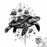World turtle (great a’tuin) swimming through… – style Jaeger Mini – tattoo sketch (10.11.2025 16:55)