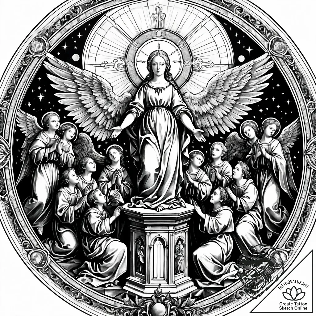 Tat tattoo sketch, renaissance style religiou... - style Jaeger Simple - tattoo sketch (10.11.2025 17:04)