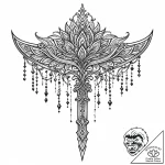 Ice veil hiding ancient blade, tattoo line ar… – style Jaeger Mini – tattoo sketch (10.11.2025 17:07)