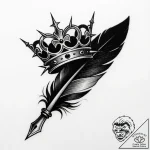 Quill crowned with ivy thorns, tattoo sketch… – style Flux Inscriptions – tattoo sketch (10.11.2025 17:13)