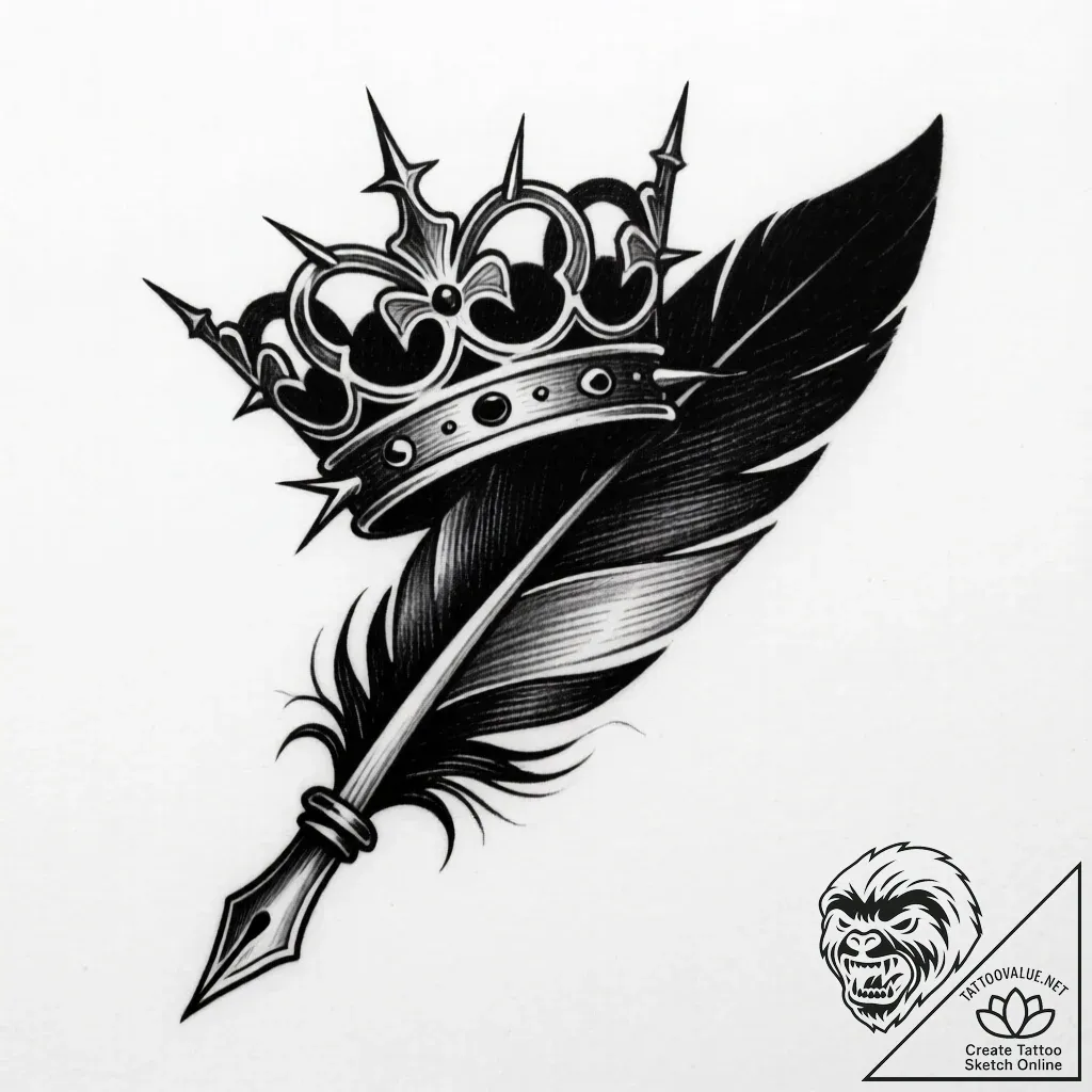 Quill crowned with ivy thorns, tattoo sketch... - style Flux Inscriptions - tattoo sketch (10.11.2025 17:13)
